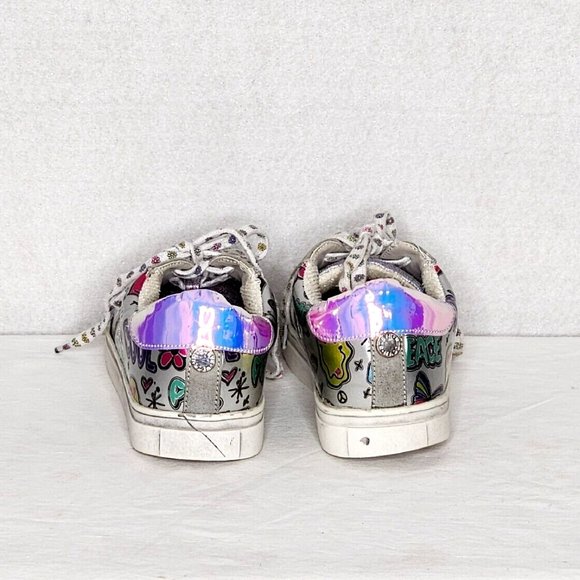 Steve Madden JBUBBLE Graffiti Sneakers Girls Metallic Sparkle Shoes - Picture 3 of 7